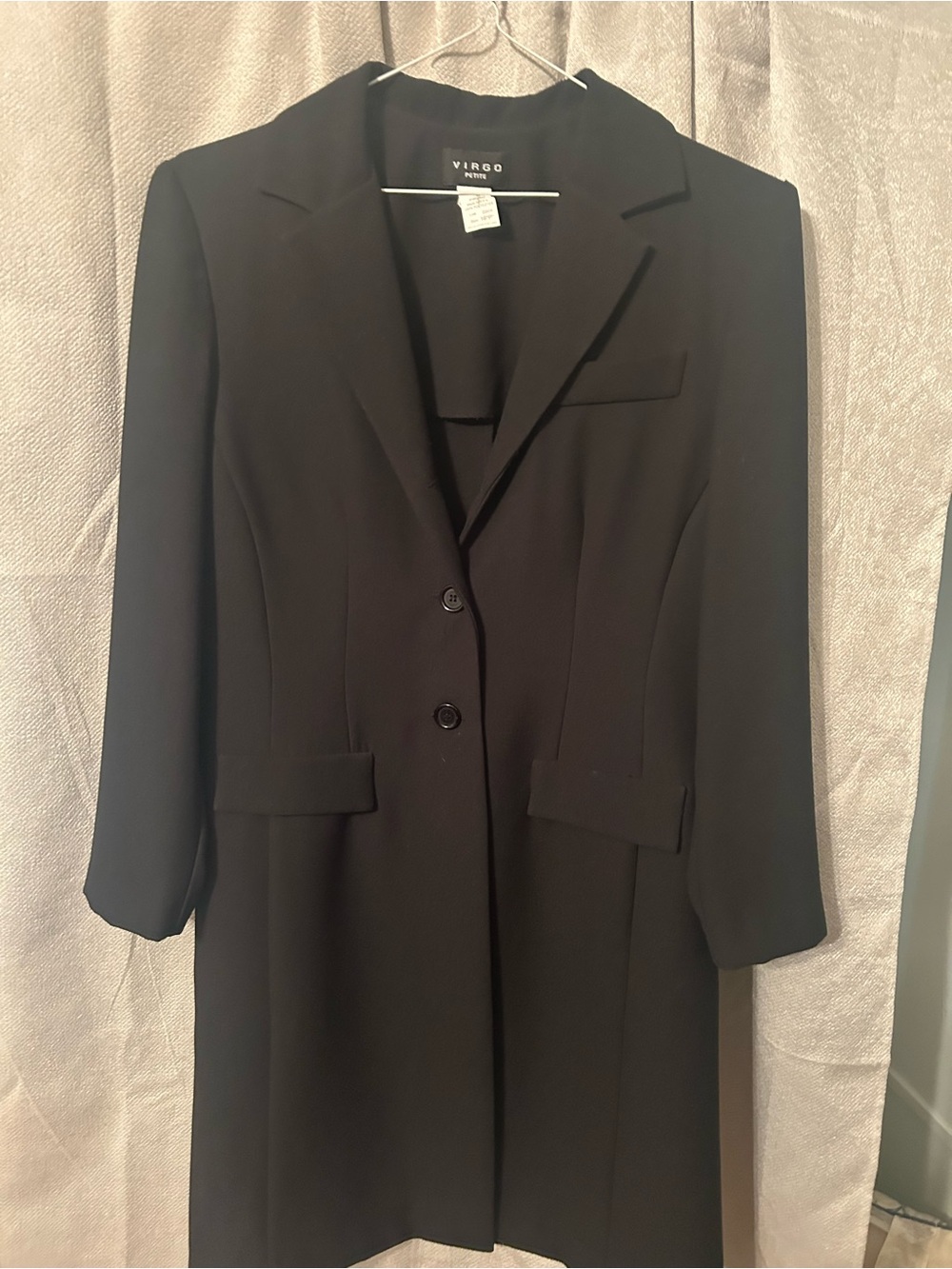 Virgo Black Longline Women's Trench Coat with Notch Lapel